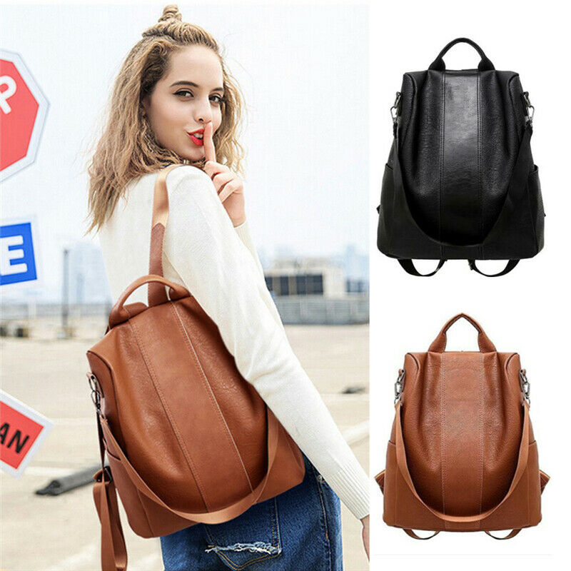 Female anti-theft backpack classic PU leather solid color backpack canta fashion shoulder bag