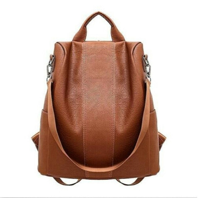 Female anti-theft backpack classic PU leather solid color backpack canta fashion shoulder bag